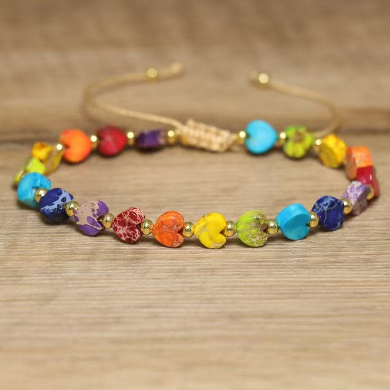 Natural Colorful Love Heart Emperor Stone Braided Adjustable Bracelet Exquisite Women'S Bracelet Meditation Bracelet Jewelry - Image 2